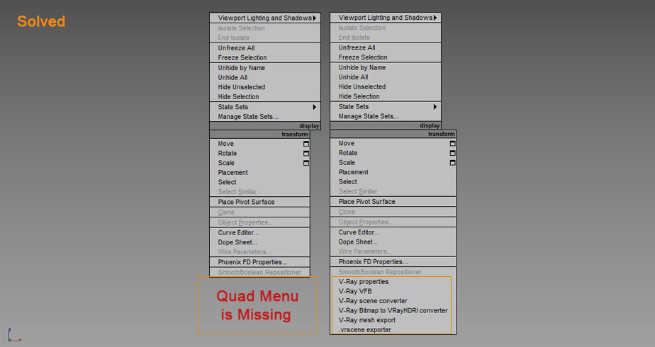 Vray quad menu