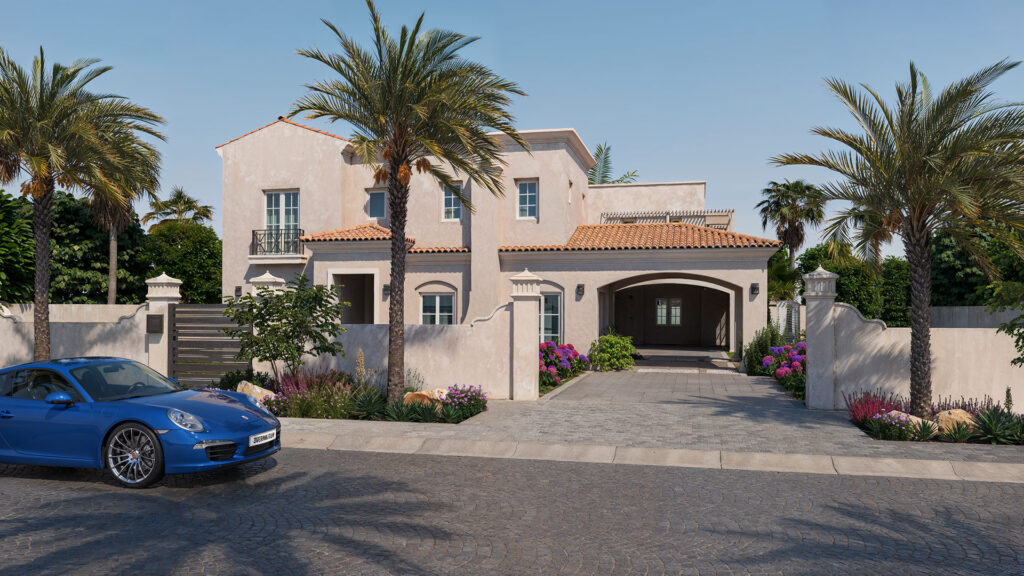 Luxury villa exterior rendering in Dubai