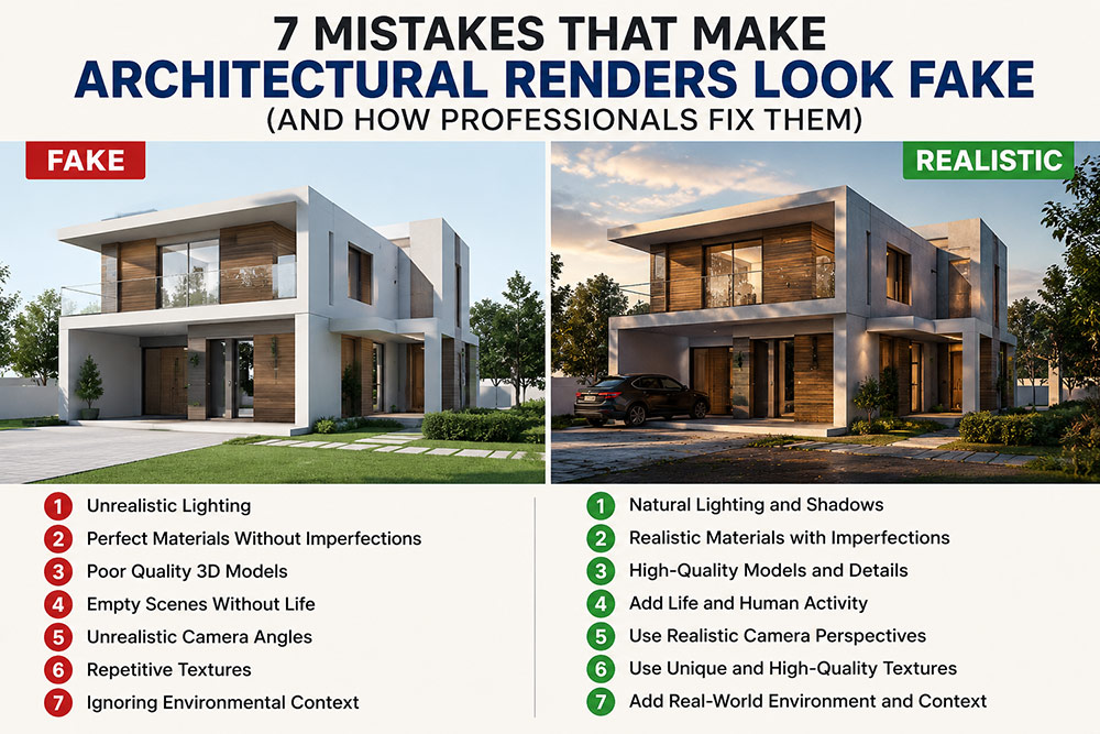 Architectural rendering realism comparison