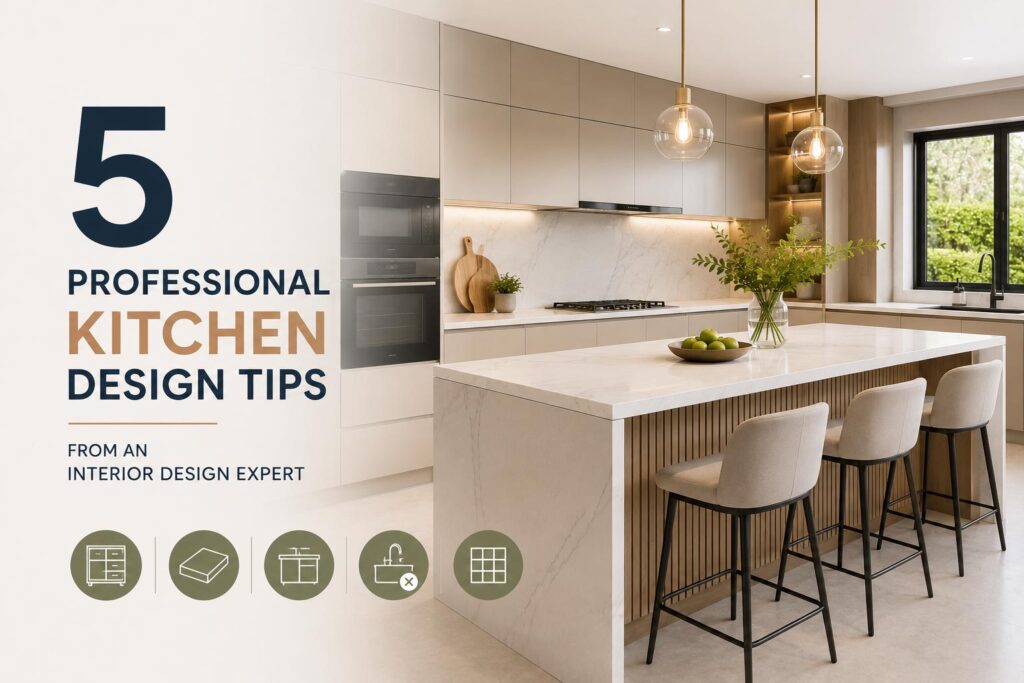 Modern luxury kitchen with functional island and smart storage design
